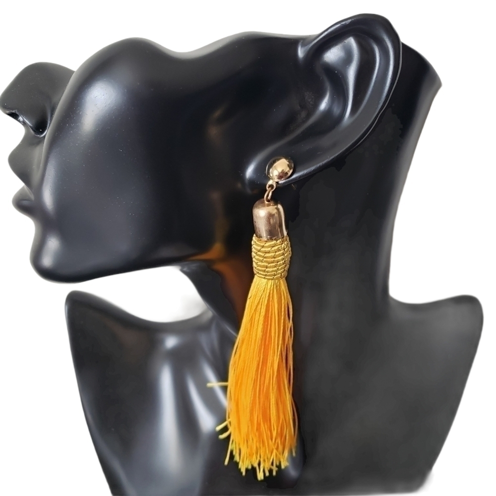 Fashion Jewelry Yellow Gold Dangle Tassel Earrings